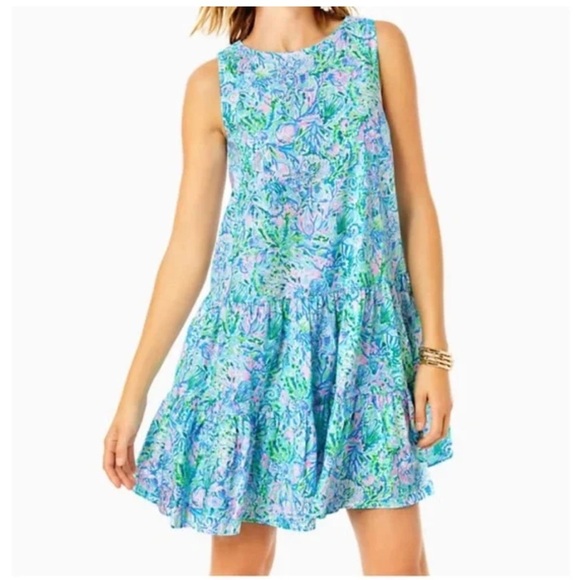 NWT Lilly Pulitzer Trina Dress Surf Blue Soleil It On Me Size Extra Small - Picture 1 of 9